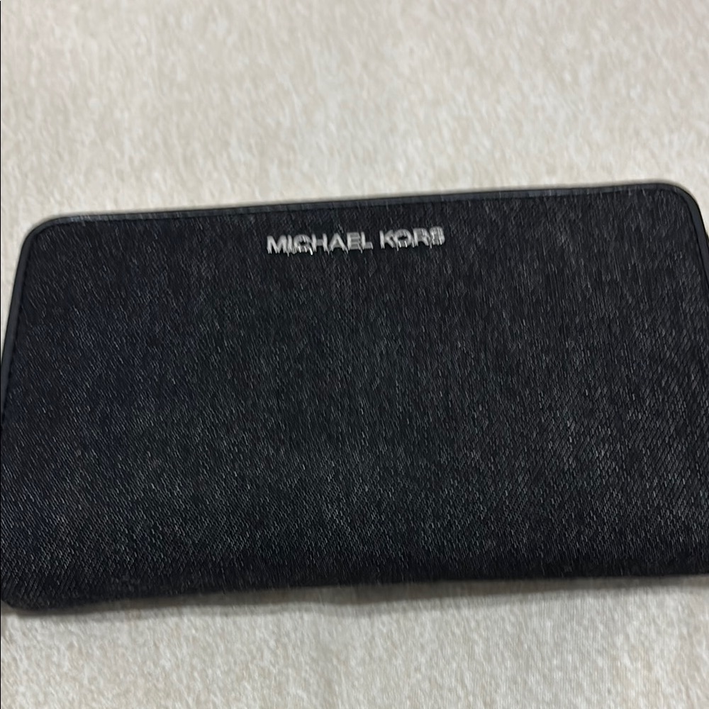 Michael Kors Black Denim Wallet Wristlet – Zip Around – $248 Retail – NWT
